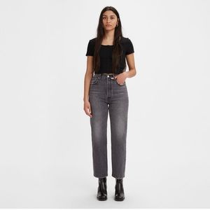 Levi’s Ribcage straight ankle worn black jeans